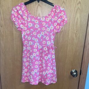 Love Glam Girl Pink Floral Print Short Sleeve Mini Dress - Size M Stitch Fix